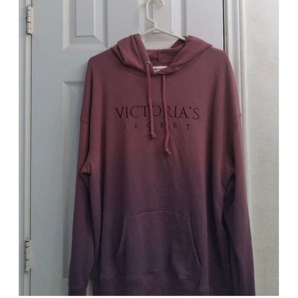 Victorias Secret Ombré Pullover Hoodie Purple Oversized Drawstring Comfort Cozy